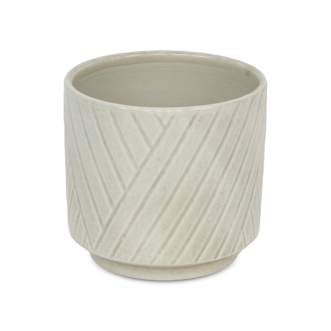 5919WT - Parlora Diagonal White Pot