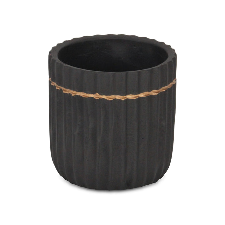 5936BK - Aurine Round Black Pot