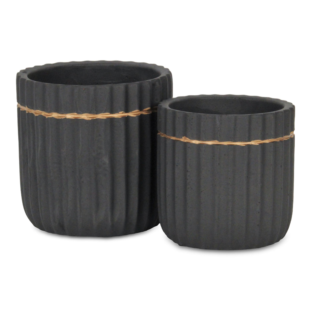 5936BK - Aurine Round Black Pot