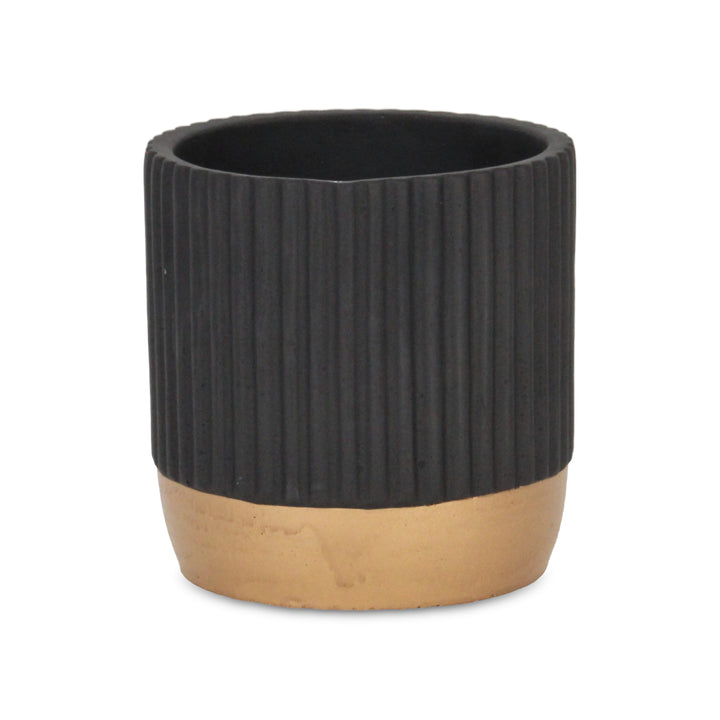 5937BK - Aurone Round Black Pot