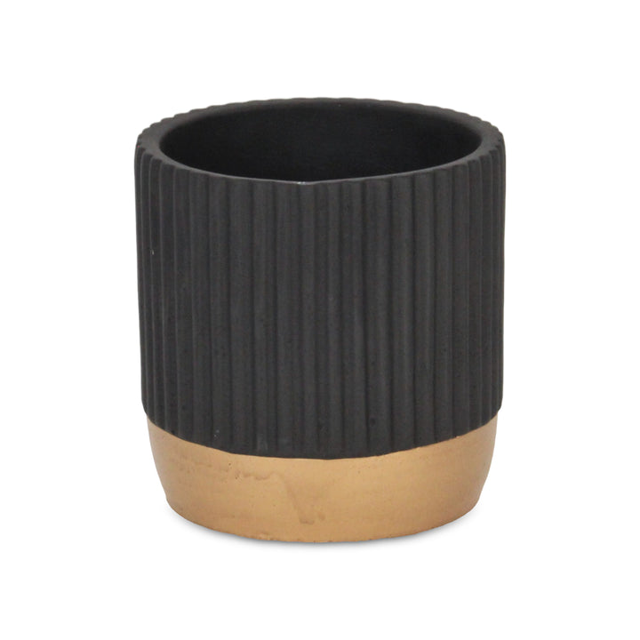 5937BK - Aurone Round Black Pot