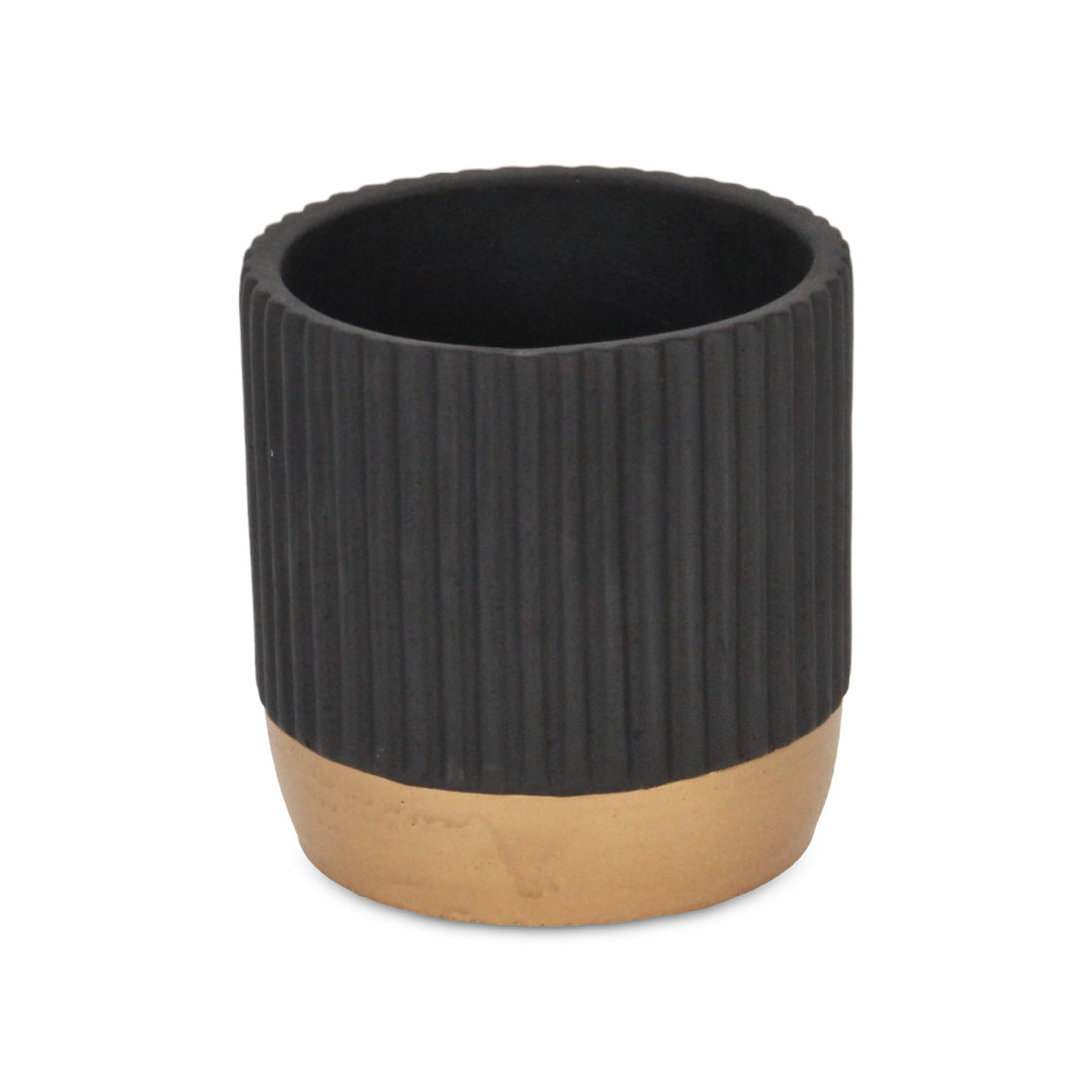 5937BK - Aurone Round Black Pot