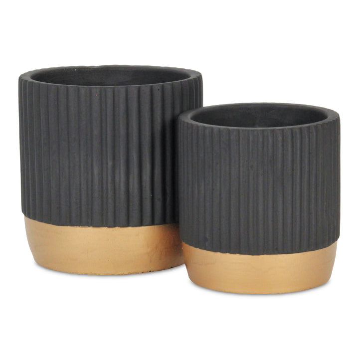 5937BK - Aurone Round Black Pot