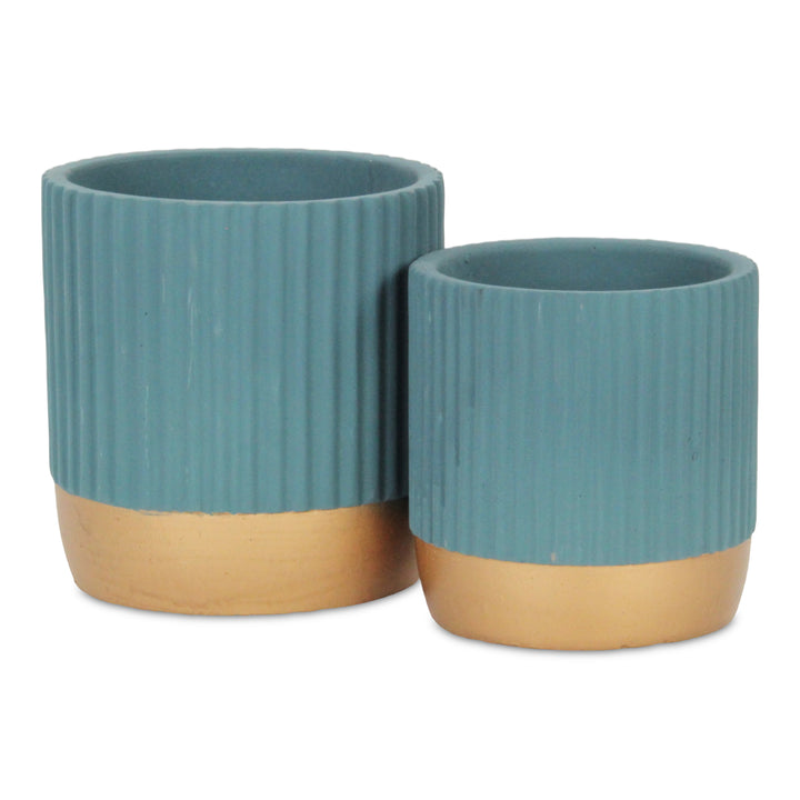 5937BL - Aurone Round Blue Pot