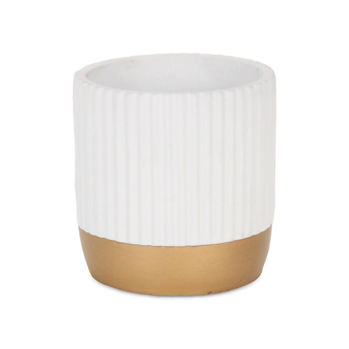 5937WT - Aurone Round White Pot