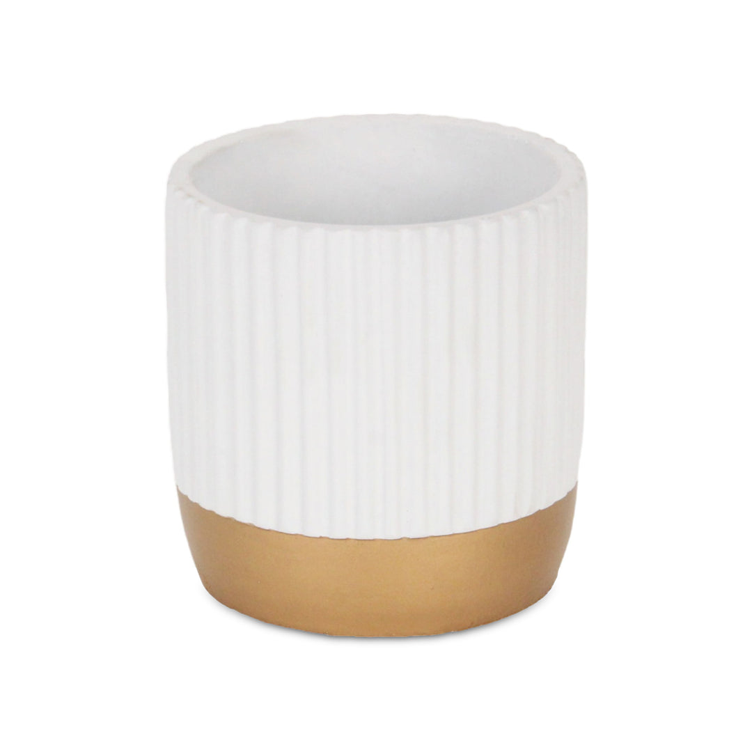 5937WT - Aurone Round White Pot