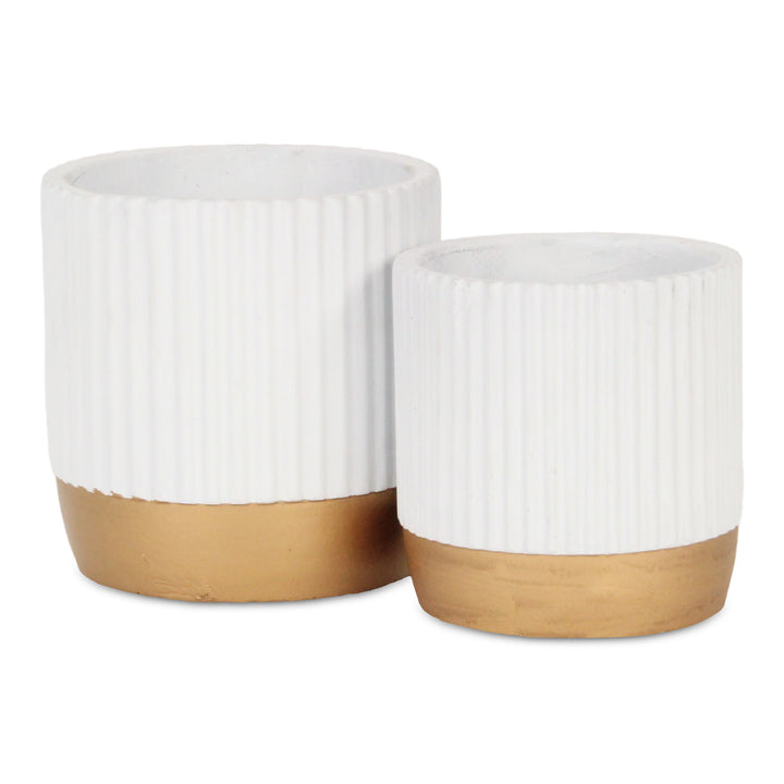 5937WT - Aurone Round White Pot