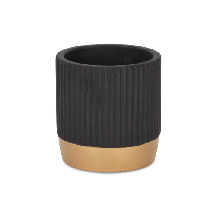 5937BK - Aurone Round Black Pot