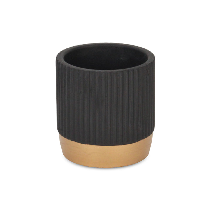 5937BK - Aurone Round Black Pot