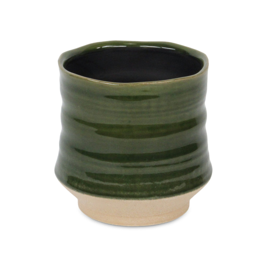 5948GR - Perlacea Curved Round Green Pot