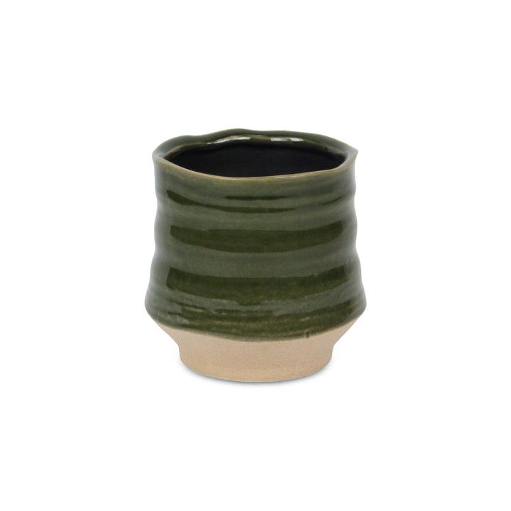 5948GR - Perlacea Curved Round Green Pot