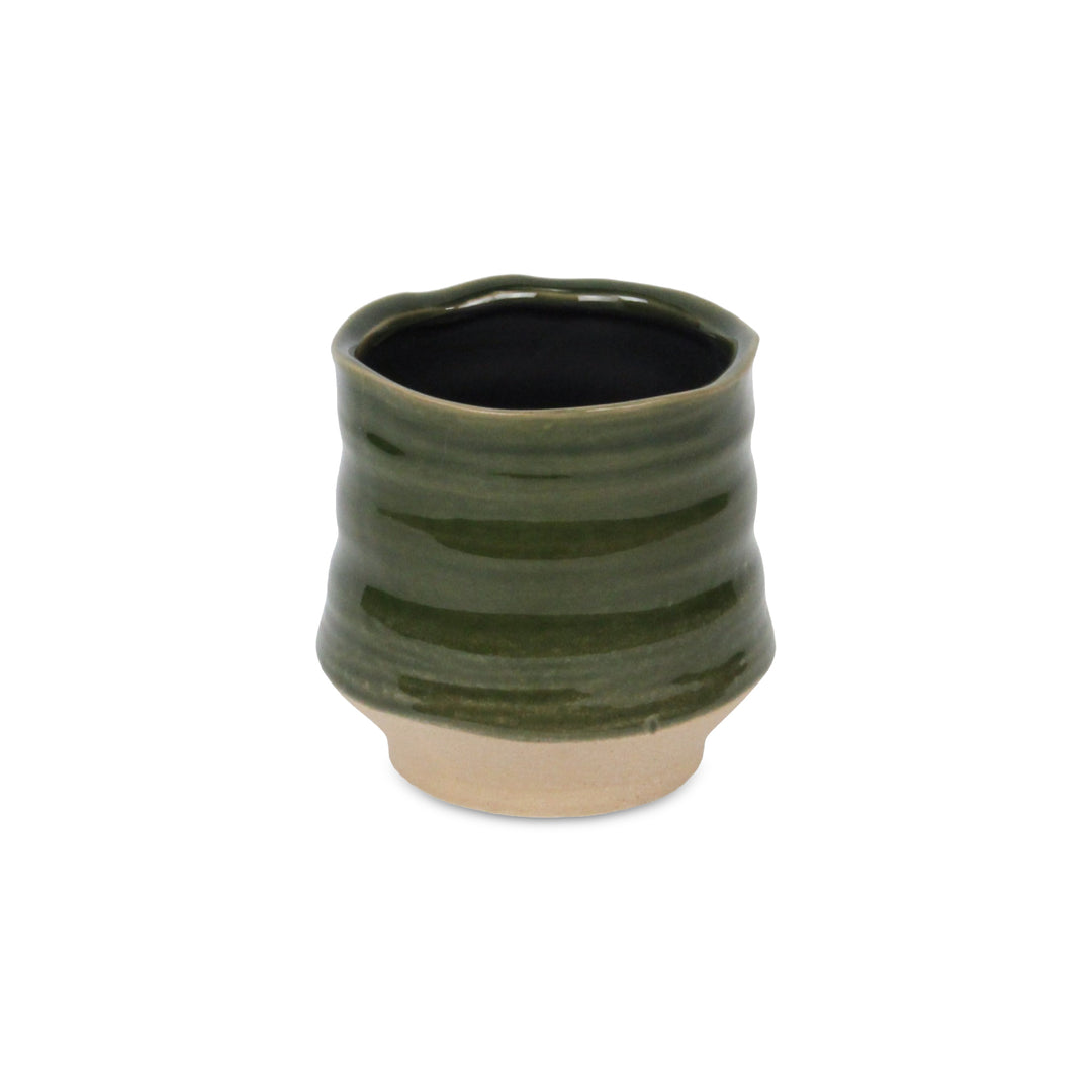 5948GR - Perlacea Curved Round Green Pot