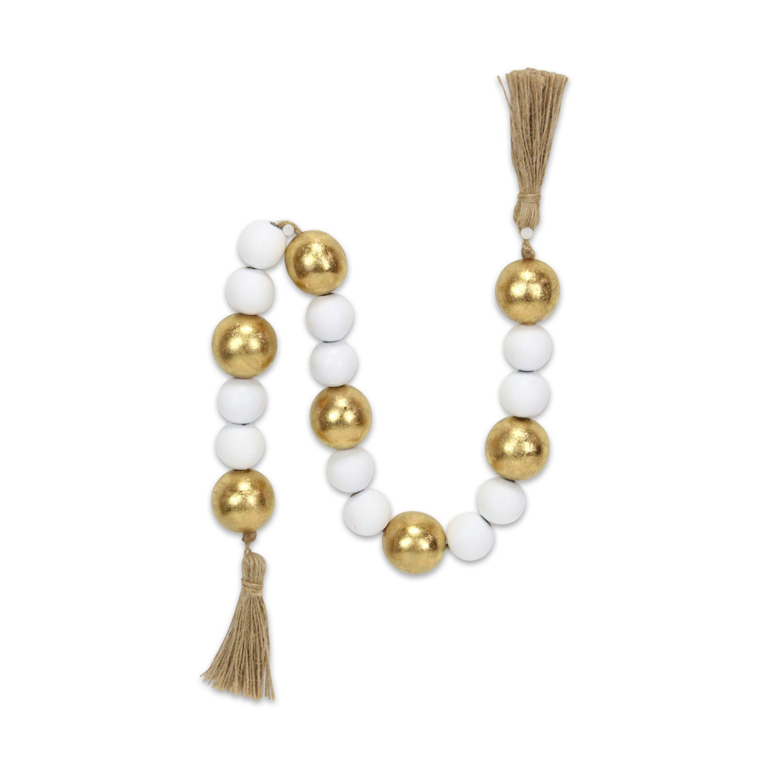 6045GD - Kira Gold & White Beaded Garland