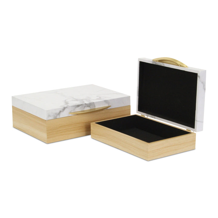 6047-2RT - Marveo Rectangle Wood Box Set