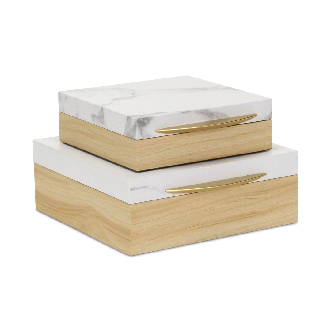 6047-2SQ - Marveo Square Wood Box Set