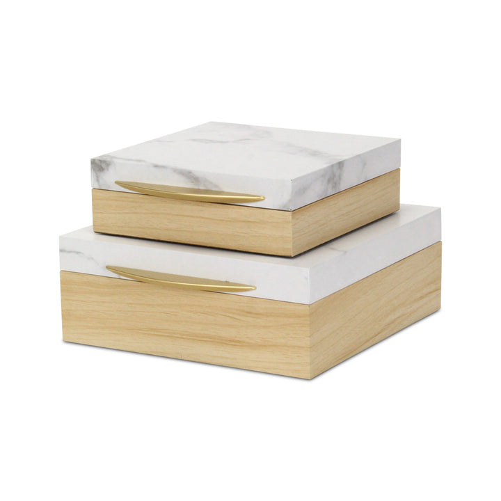 6047-2SQ - Marveo Square Wood Box Set