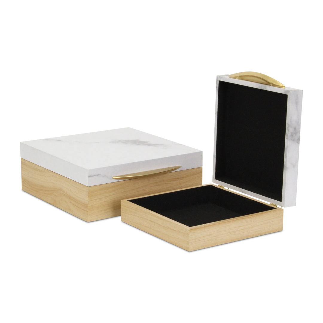 6047-2SQ - Marveo Square Wood Box Set