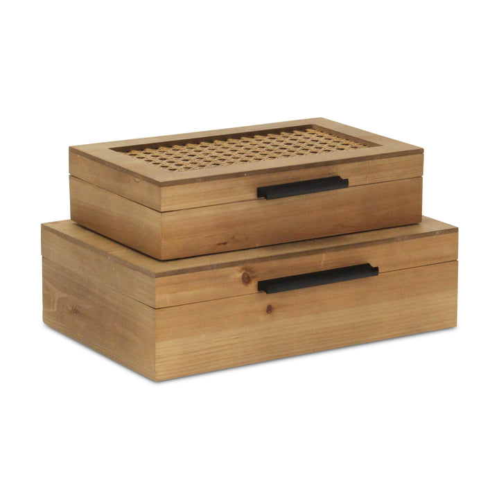 6049-2RT - Baskura Rattan & Wood Box Set