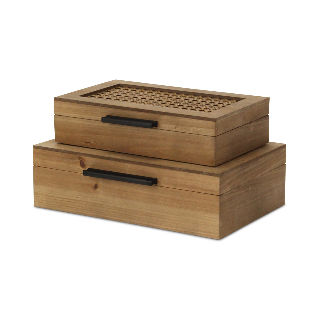 6049-2RT - Baskura Rattan & Wood Box Set