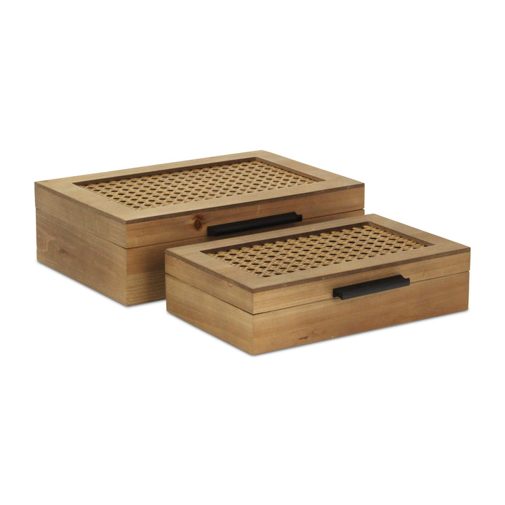 6049-2RT - Baskura Rattan & Wood Box Set