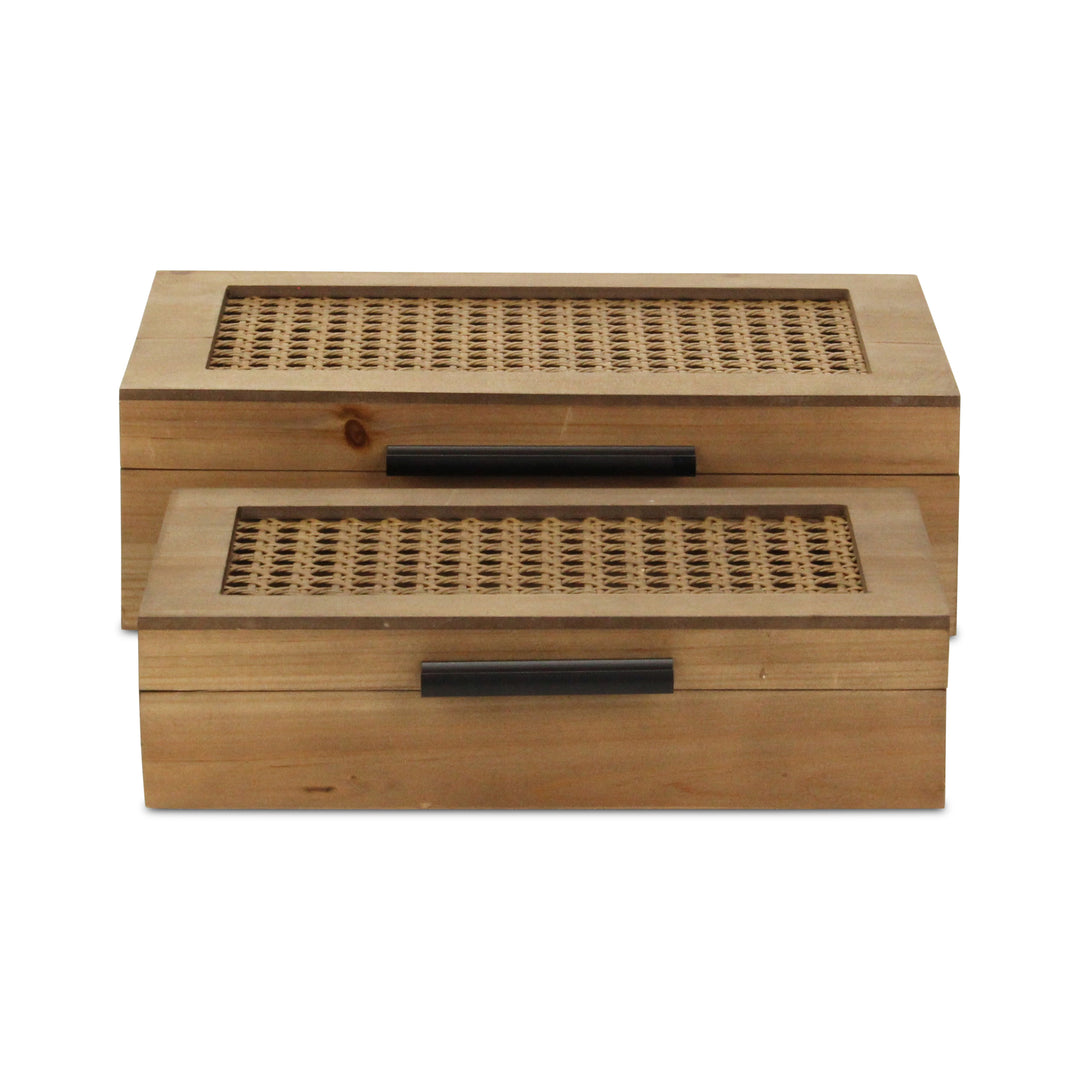 6049-2RT - Baskura Rattan & Wood Box Set