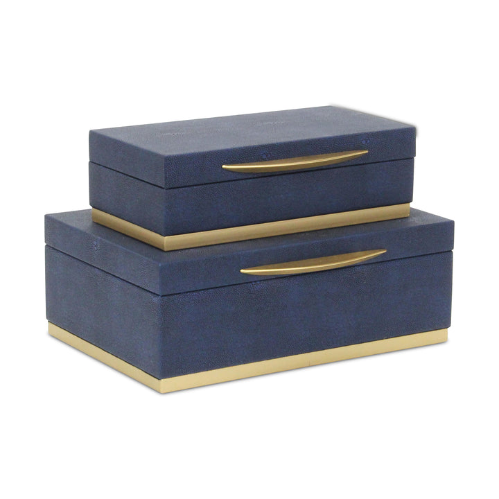 6054-2NB - Zynova Rectangle Shagreen Boxes - Blue