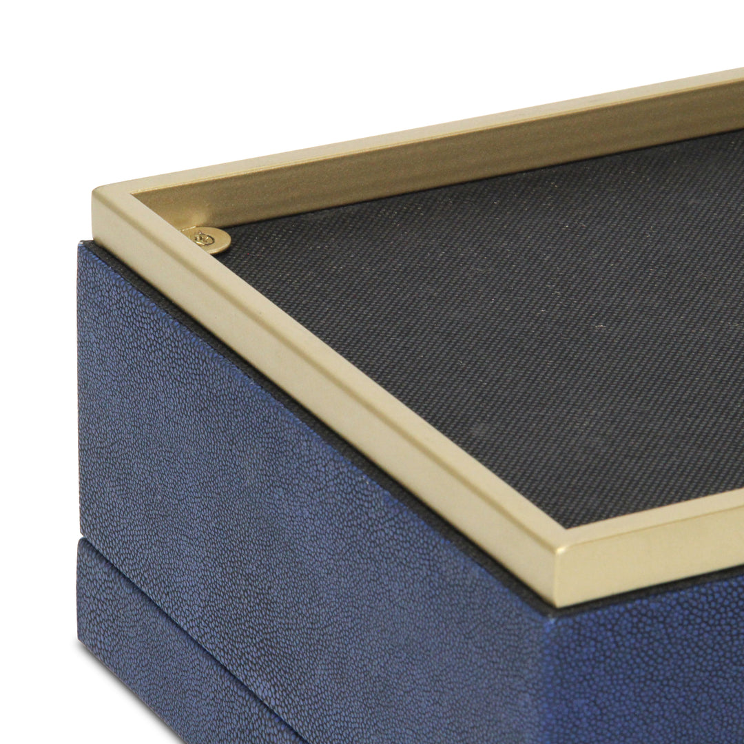 6054-2NB - Zynova Rectangle Shagreen Boxes - Blue