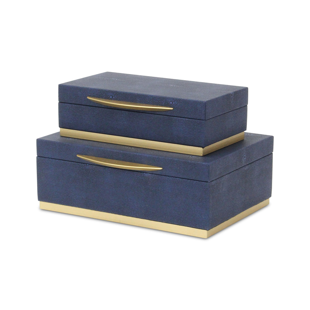 6054-2NB - Zynova Rectangle Shagreen Boxes - Blue