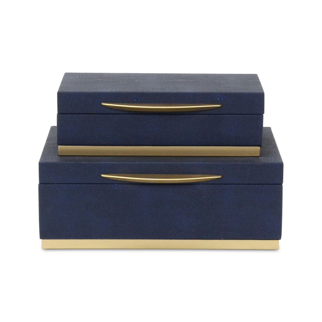 6054-2NB - Zynova Rectangle Shagreen Boxes - Blue