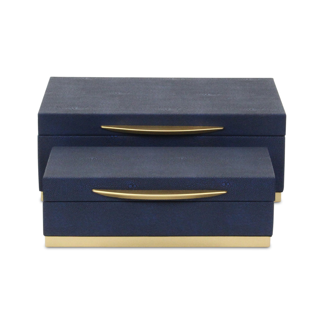 6054-2NB - Zynova Rectangle Shagreen Boxes - Blue