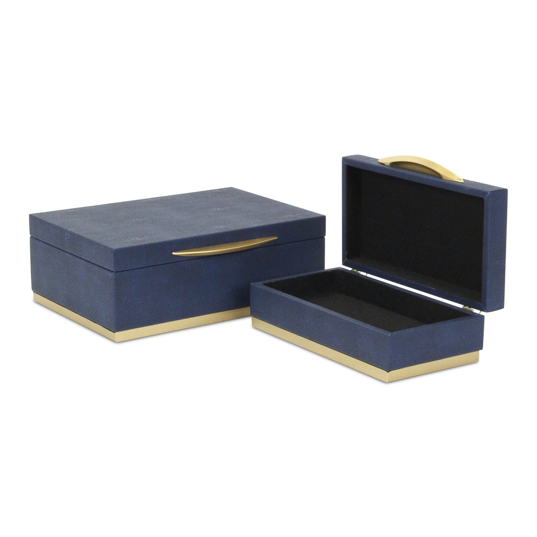 6054-2NB - Zynova Rectangle Shagreen Boxes - Blue