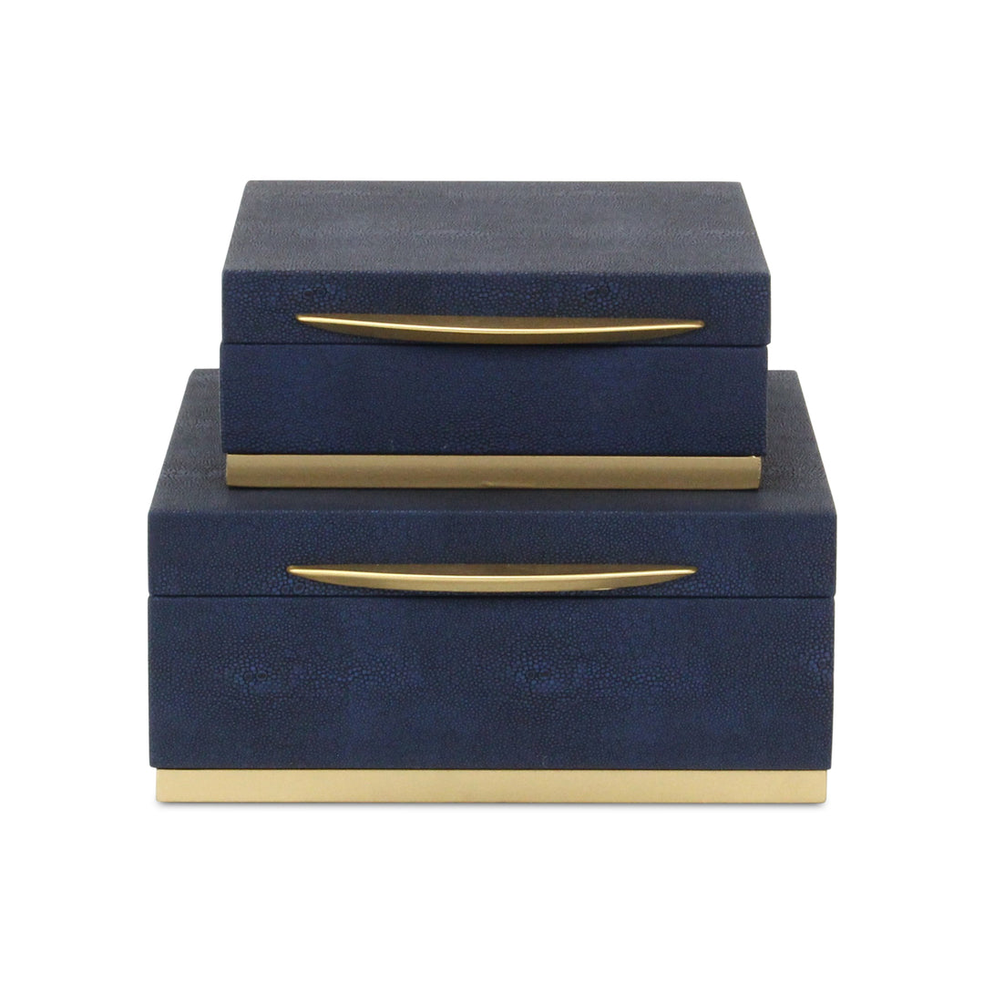 6055-2NB - Zynova Square Shagreen Boxes - Blue