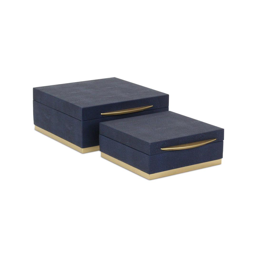 6055-2NB - Zynova Square Shagreen Boxes - Blue