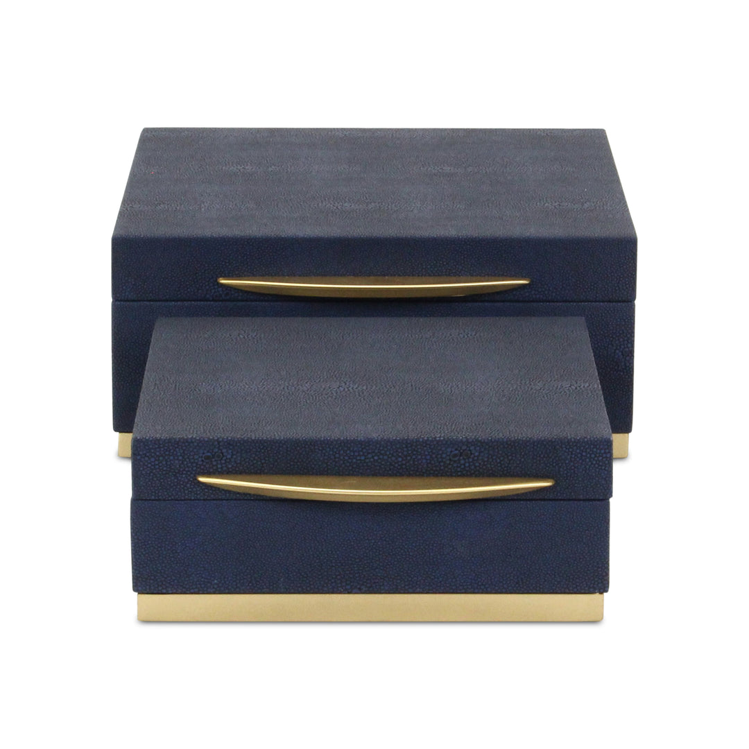 6055-2NB - Zynova Square Shagreen Boxes - Blue