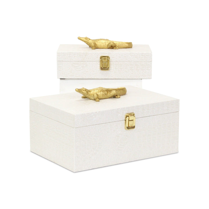 6061-2CRWT - Canorus Faux Croco Box Set - White