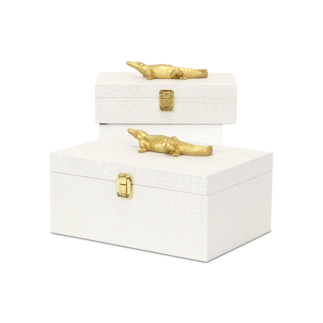 6061-2CRWT - Canorus Faux Croco Box Set - White