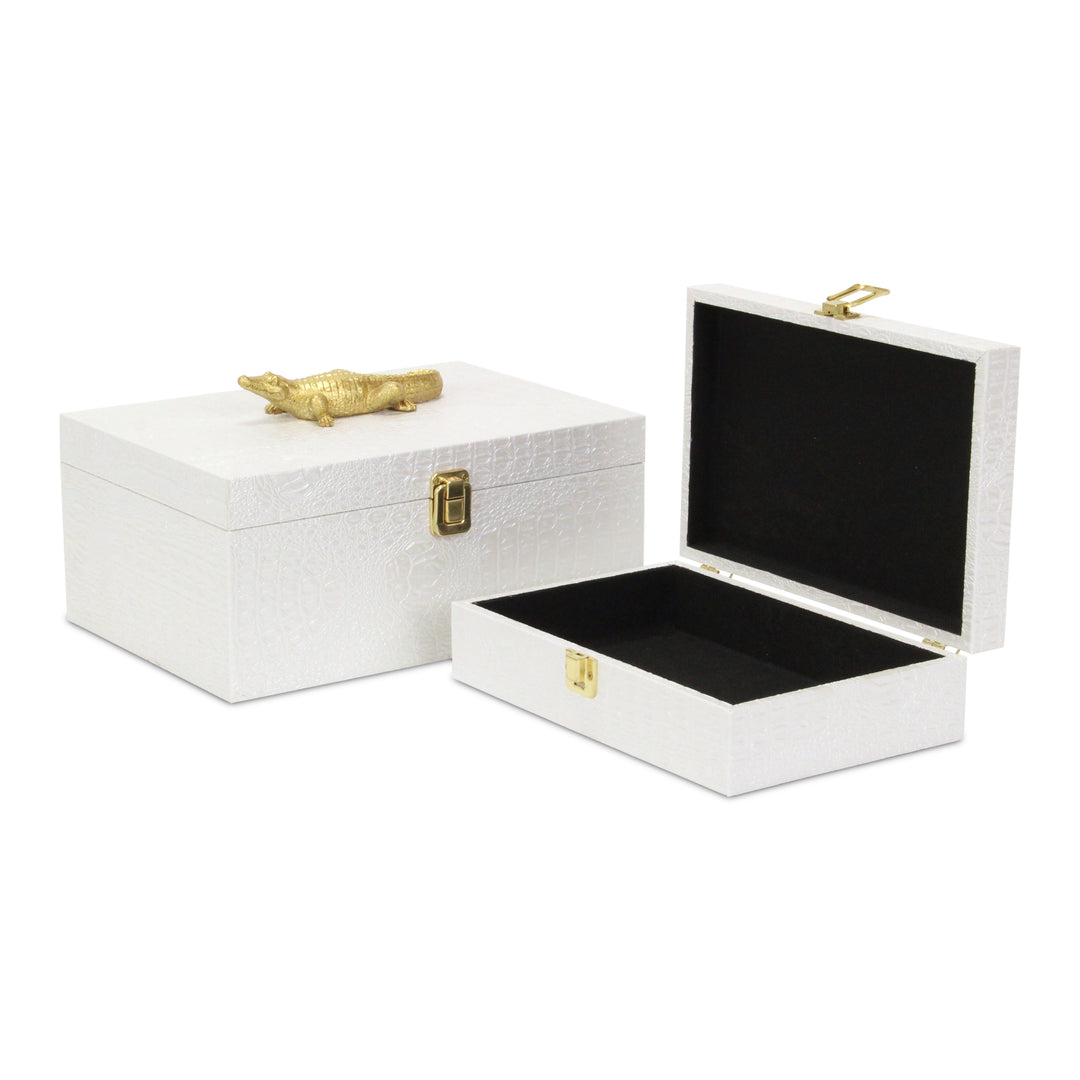 6061-2CRWT - Canorus Faux Croco Box Set - White