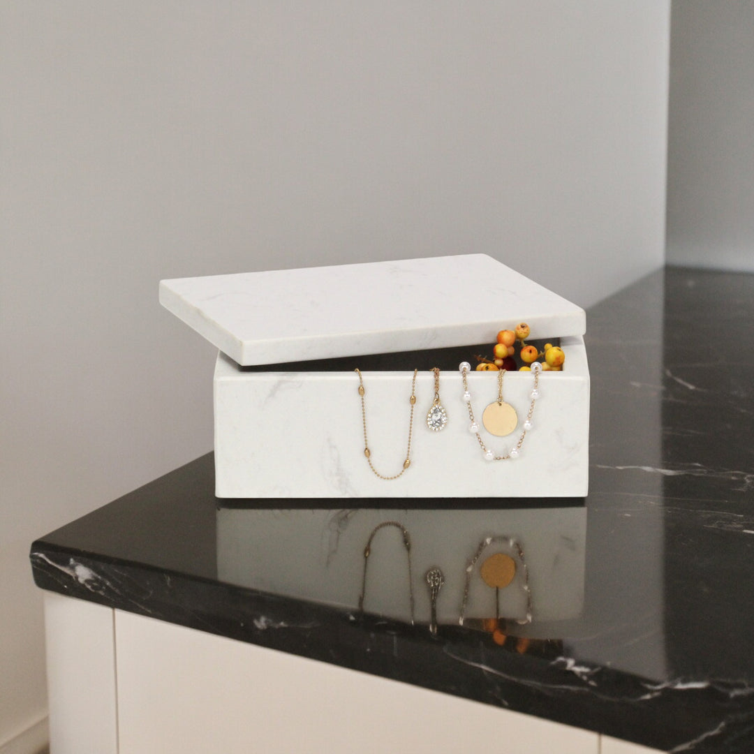 6090WT - Sarraseau Marble Box - White