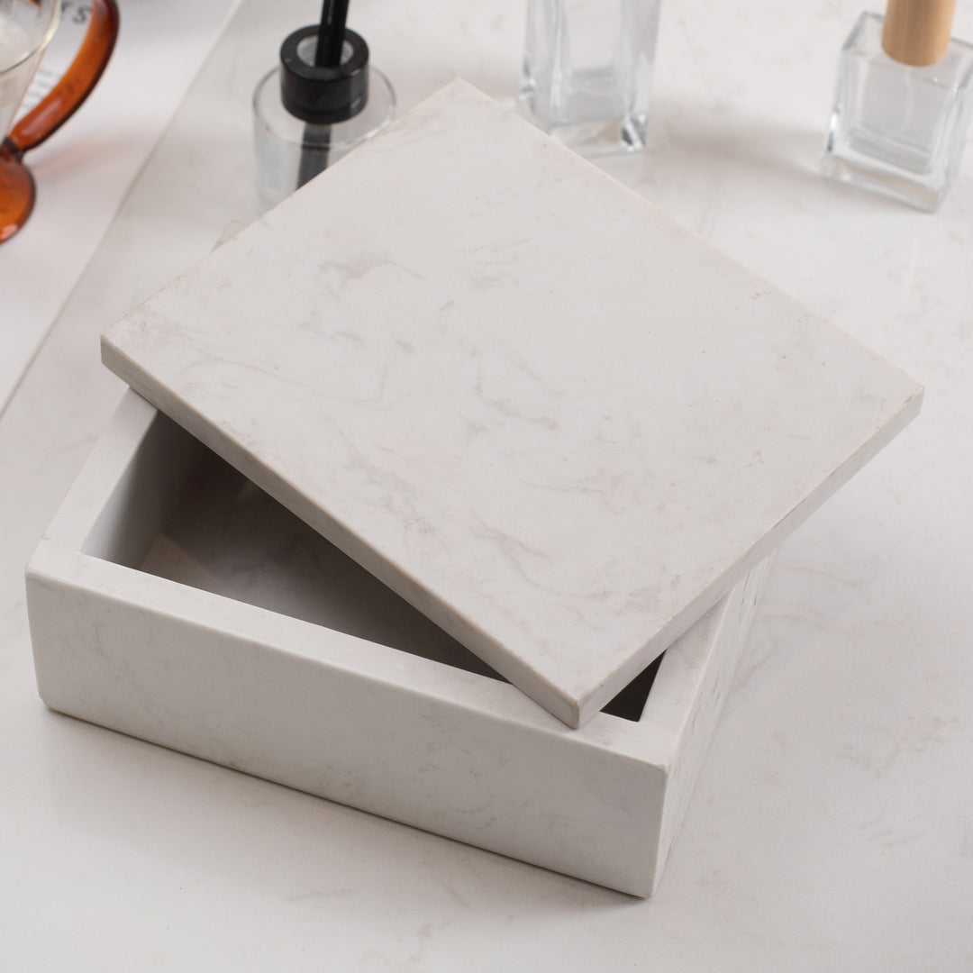 6090WT - Sarraseau Marble Box - White