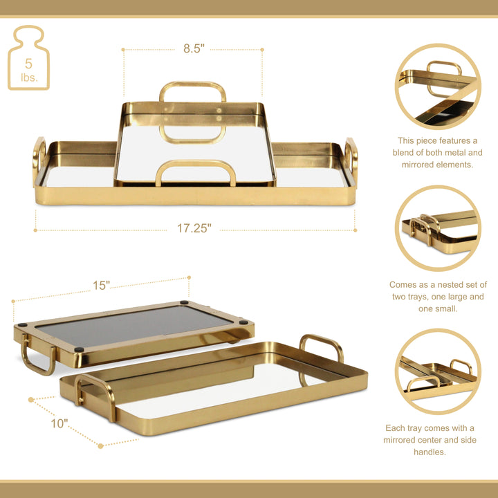 6096-2GD - Nuvelle Metal Mirrored Trays - Gold