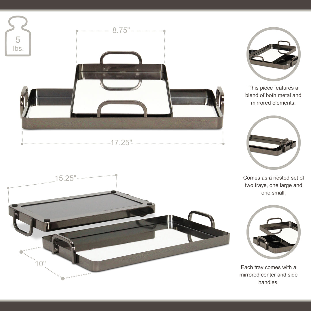 6096-2PW - Nuvelle Metal Mirrored Trays - Pewter