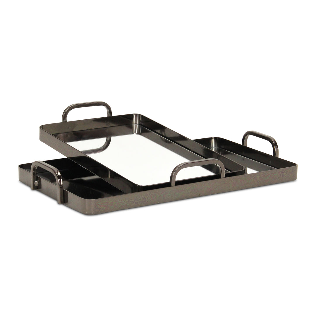 6096-2PW - Nuvelle Metal Mirrored Trays - Pewter