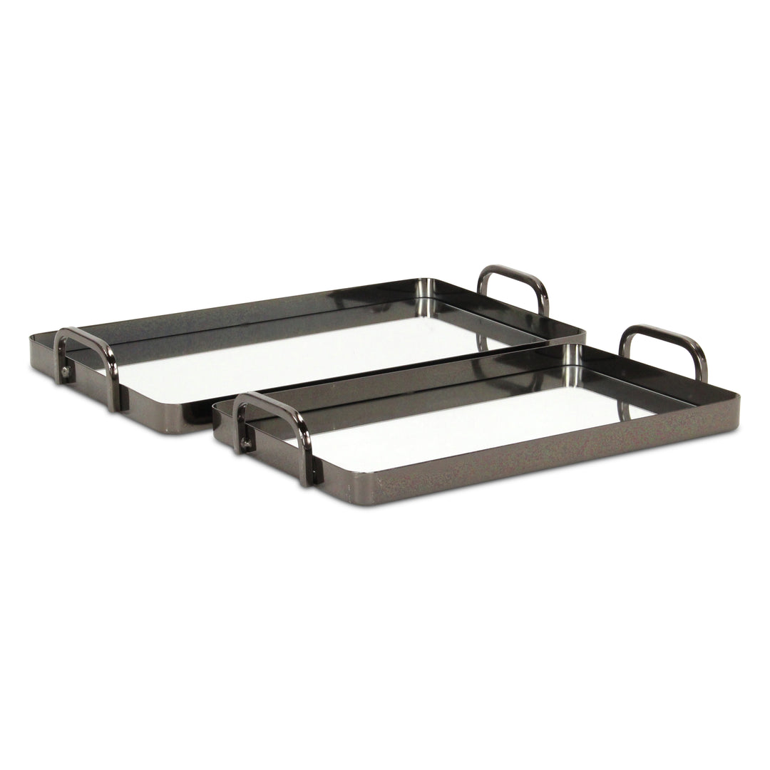 6096-2PW - Nuvelle Metal Mirrored Trays - Pewter