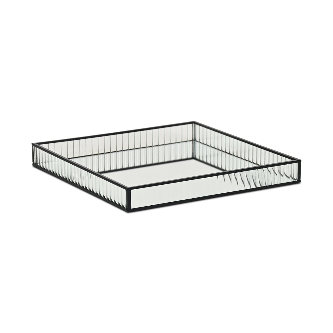 6137BK - Veldra Black Square Glass Tray