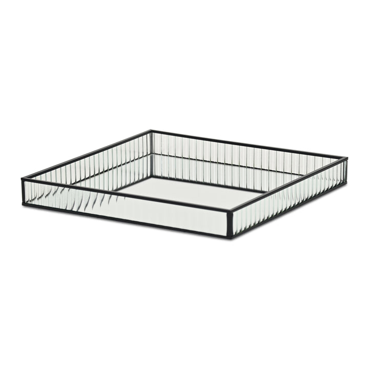 6137BK - Veldra Black Square Glass Tray