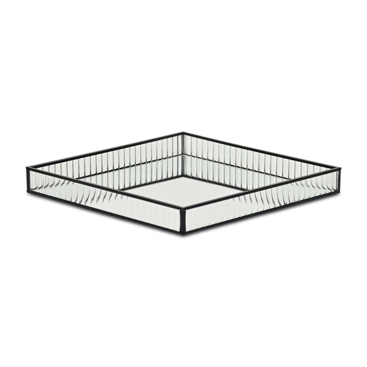 6137BK - Veldra Black Square Glass Tray