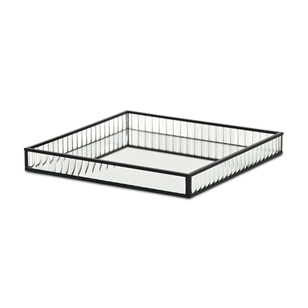 6137BK - Veldra Black Square Glass Tray