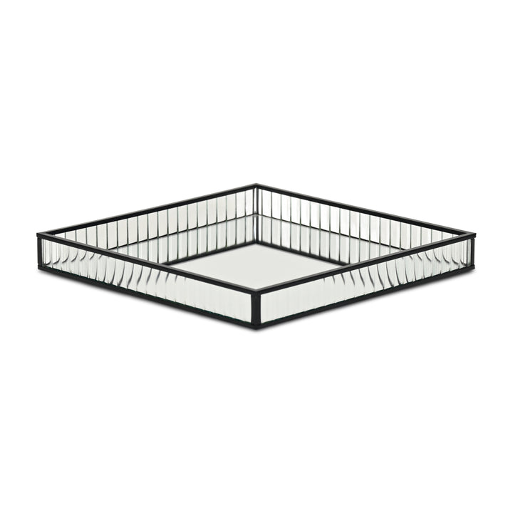 6137BK - Veldra Black Square Glass Tray