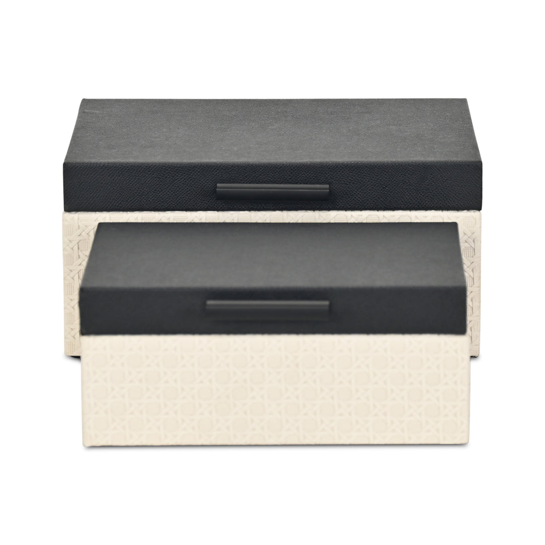 6147-2 - Ellaran Set of 2 Shagreen & Wicker Boxes