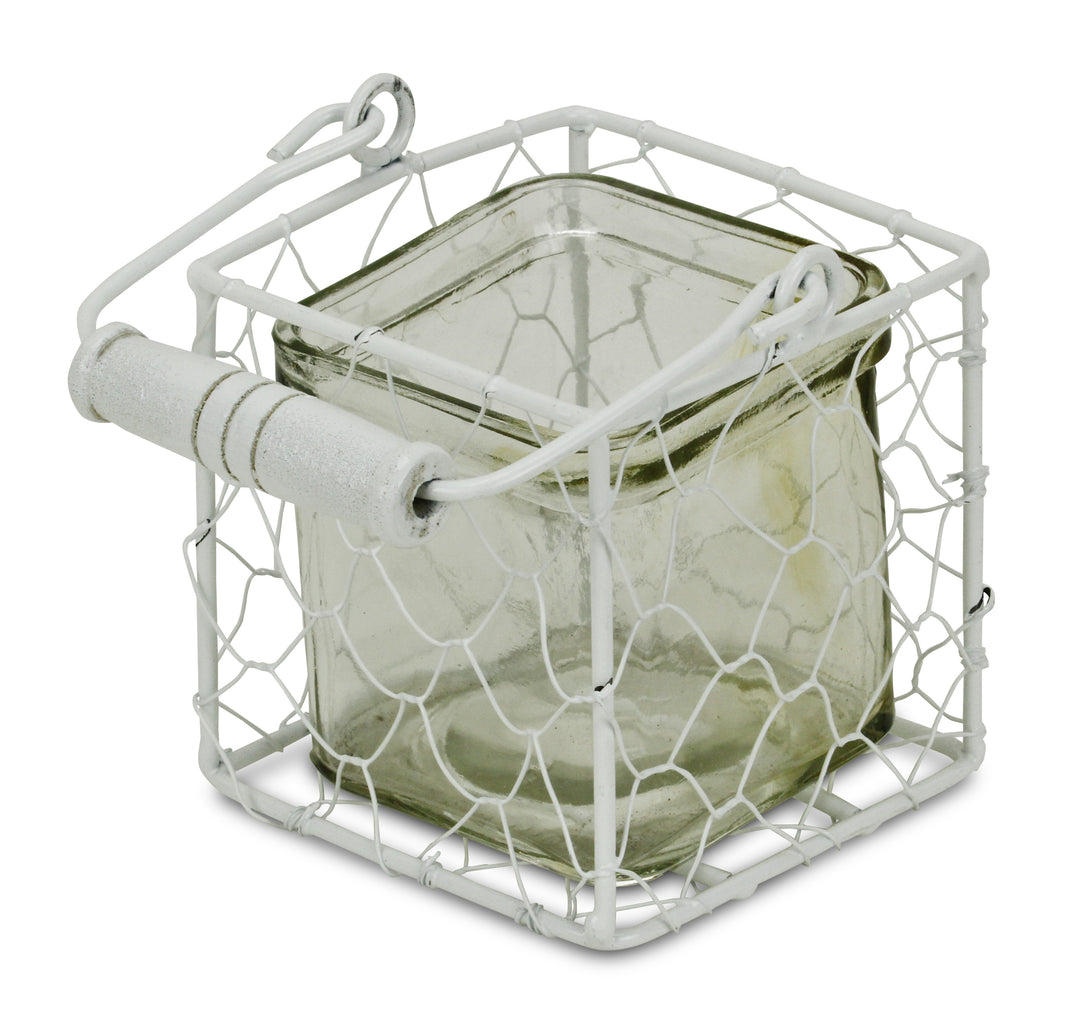 15S002WS - Belen Jar & Wire Basket - Sm